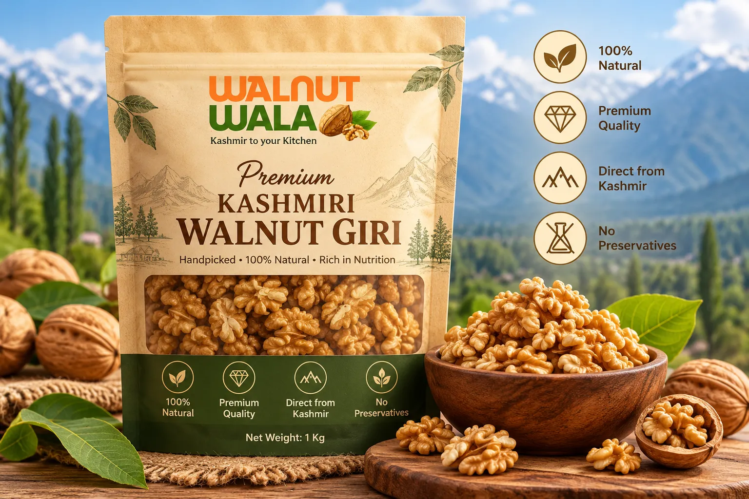 Buy Premium Kashmiri Walnut Giri - Handpicked Walnut Kernels - Walnut Wala
